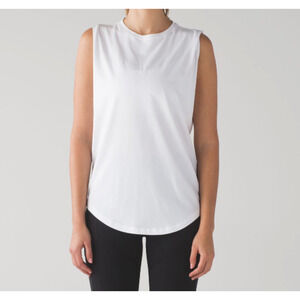 Lululemon Brunswick Muscle tee White round hem, breeze, pima cotton, stretch. M?